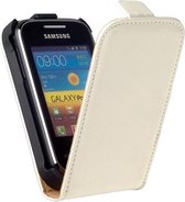 LELYCASE Flip Case Lederen Cover Samsung Galaxy Pocket Neo Wit