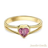 Juwelier Emo – 14 Karaat Gouden Kinderring meisjes met Roze Hart Zirkonia - KIDS - MAAT 13.50