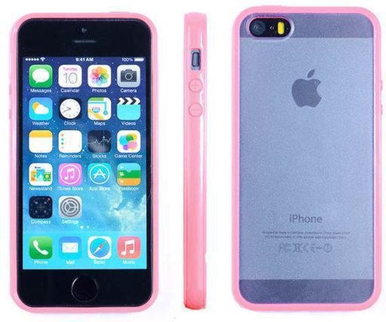 boog kortademigheid Rauw Apple iPhone 5 5S Hoesje Bumper case met achterkant Licht Roze Light Pink |  bol.com