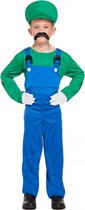 3-Delig Loodgieters Kostuum, bestaande uit: Overal, Shirt en Hoed - Kinderen - Maat: S - 4-6 Jaar
