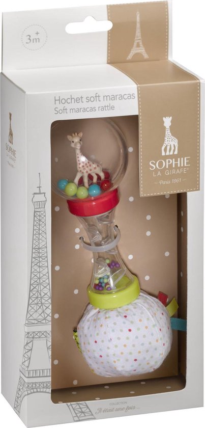 Sophie de giraf Zachte Maracas Rammelaar - Babyspeelgoed - Kraamcadeau - Babyshower cadeau - In witte geschenkdoos - Vanaf 3 maanden - 6x6x17 cm