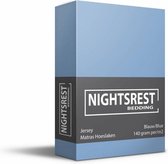 Nightsrest Jersey Hoeslaken - Blauw Maat: Lits-jumeaux (190/200x200/220 cm)