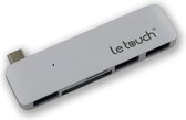 Le Touch USB-C Hub - 3x USB 3.0 poorten - Kaartlezer - Aluminium Zilver