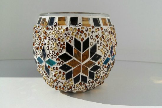Waxinelichthouder mozaiek bruin glas verpakt per twee stuks | bol.com