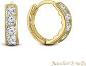 Juwelier Emo - 14 Karaat Gouden Kinderoorbellen meisje met Zirkonia stenen - KIDS - 10 mm