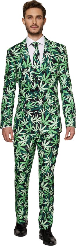 Suitmeister Cannabis - Mannen Kostuum - Carnaval - Wiet - Groen - Maat XL