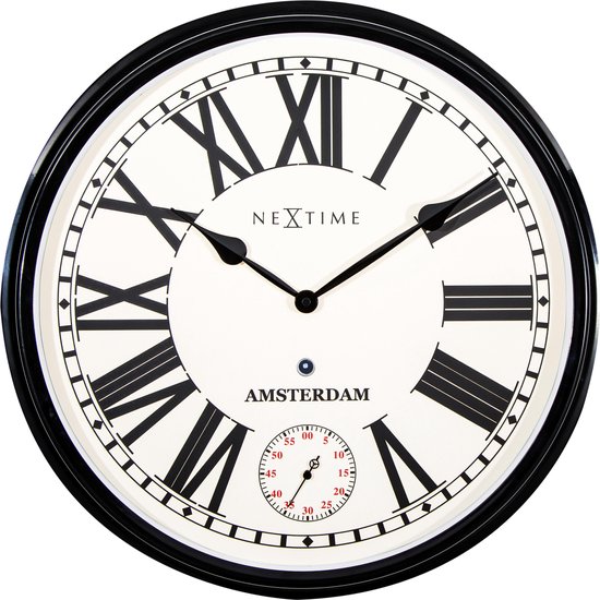 NeXtime Amsterdam - Klok - Rond - Ø52 cm - Zwart | bol.com