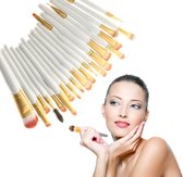Make-up kwasten set - borstels wit - goud - make up kwasten - foundation kwast - cosmetica - 20 stuks - DisQounts