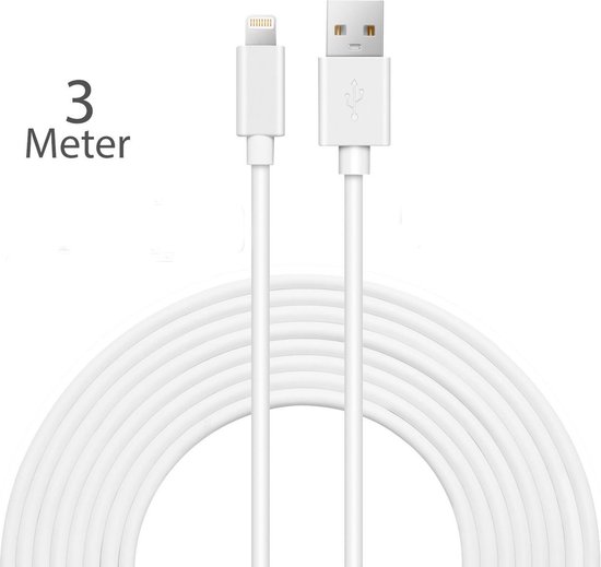 Lightning meter extra lange oplader kabel iPhone 5/5S/5C/5SE/6/6S/7 plus + en iPad | bol.com