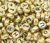 500 stuks goudkleurige ronde kralen alfabet ®Pippashop