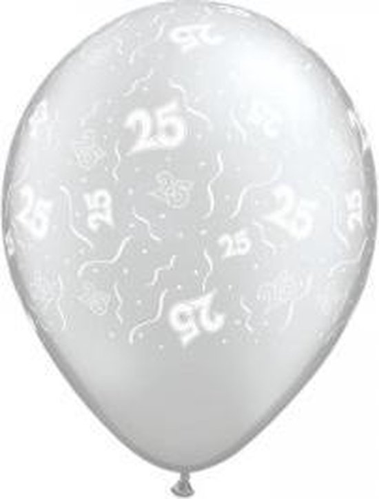 Ballonnen 25 jaar zilver - metallic - feestballon - 5 stuks