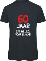 60 jaar verjaardag - T-shirt 60 jaar en alles voor elkaar | M | Zwart