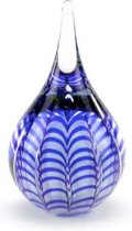 Urnencenter© Kristalglas Ripple Mini Urn Blauw Transparant - Urn - Urn voor as - Urn Hond - Urn Kat - Urn Deelbewaring - Mini Urn Glas - Kunstobject