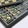 Afbeelding van het spelletje Luxe schaakset - Staunton stukken klassiek goud zilver met opbergbox zwart goud (+ backgammon) - 35 x 35 cm
