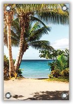 Tuinposter Strand met Palmbomen 40x60cm- Foto op Tuinposter (wanddecoratie voor buiten en binnen)