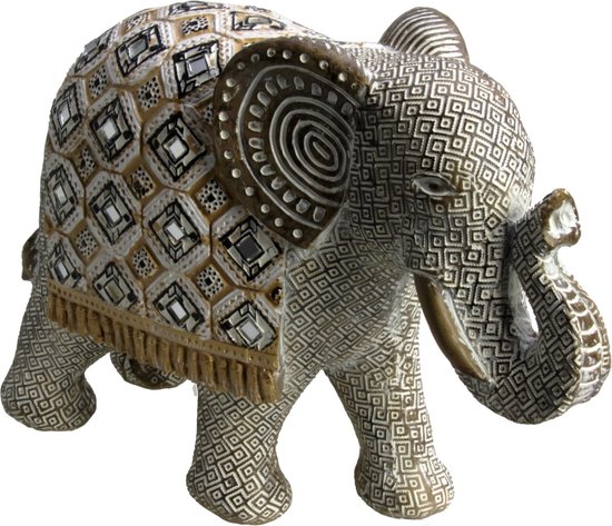 Polystone Olifant met spiegeldecoratie 28 x 21 cm