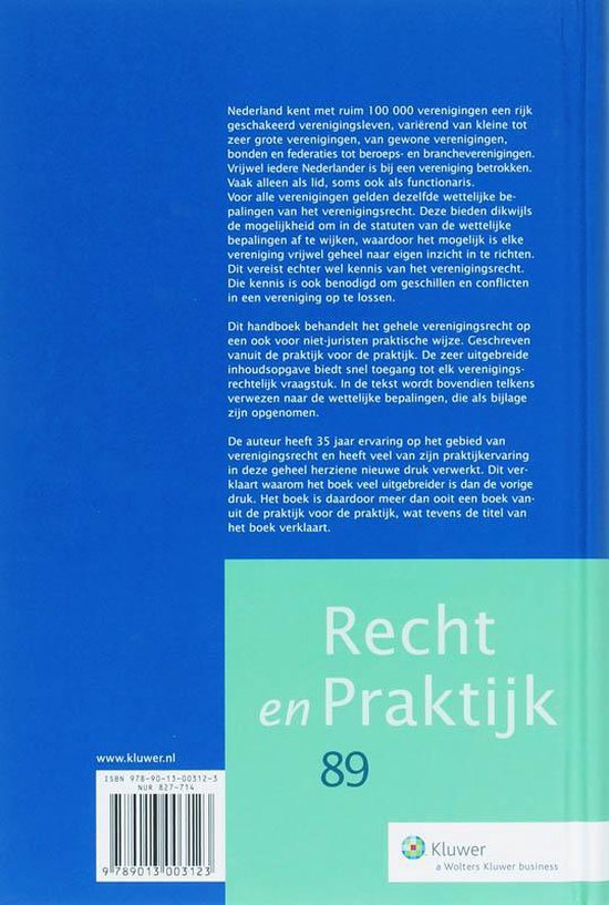 Recht en praktijk 89 - De vereniging in de praktijk