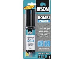 Bison Kombi Plastic Blister 25 ml, super sterk, vullend, 2-componentenlijm, inclusief mengbankje en mengspatel, temperatuurbestendig van - 40°C tot + 120°C