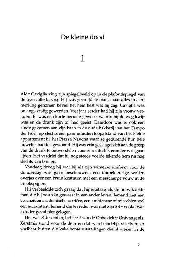 Tekst met zwarte letters op een witte achtergrond. Titel: De kleine dood. Sectietitel: 1.