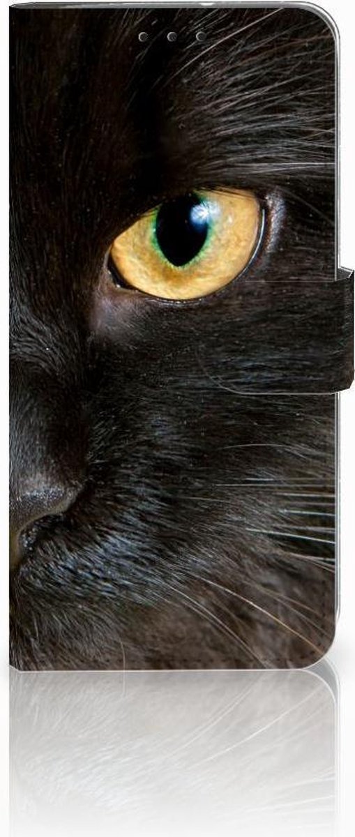Motorola Moto G7 Power Telefoonhoesje met Pasjes Zwarte Kat