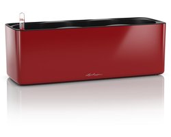 LECHUZA CUBE Glossy Triple - Plantenbakken - met uitneembare binnenbak - met bewateringssysteem - ALL-IN-ONE set - scharlakenrood hoogglans