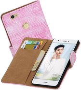 Hagedis Bookstyle Wallet Case Hoesjes Geschikt voor Huawei Nova Roze