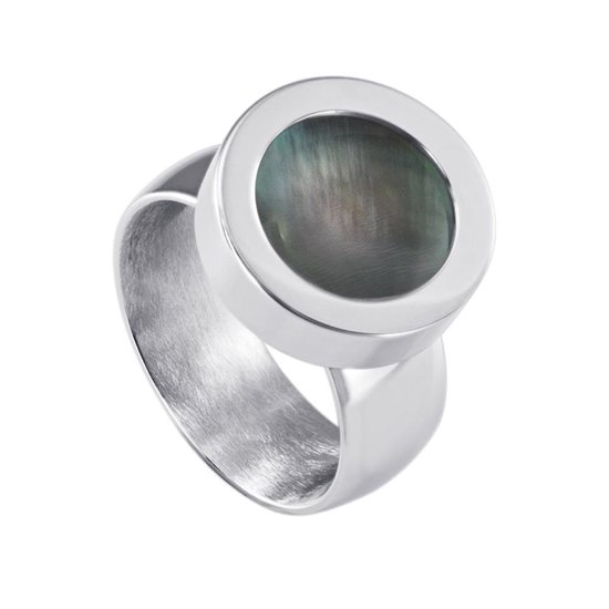 Ring de système de vis en acier inoxydable Quiges couleur argent, brillant 17 mm, Mini pièce de 12 mm interchangeable en nacre Grijs