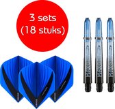Dragon darts - Maxgrip – 3 sets - darts shafts - zwart-blauw - inbetween – en 3 sets – Vista blauw – darts flights