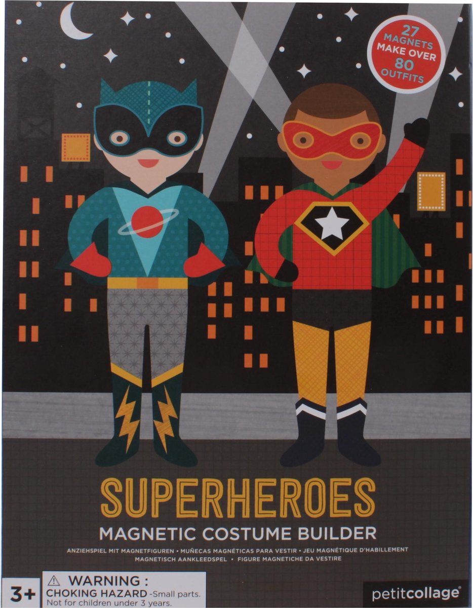 Petit Collage Magnetische speelset - Superhelden dress-up