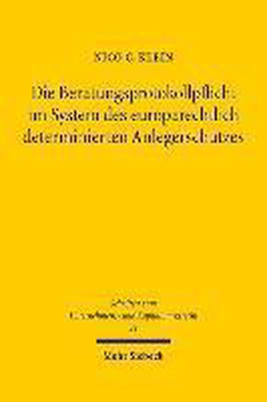 Die Beratungsprotokollpflicht im System des europarechtlich  ... - cover