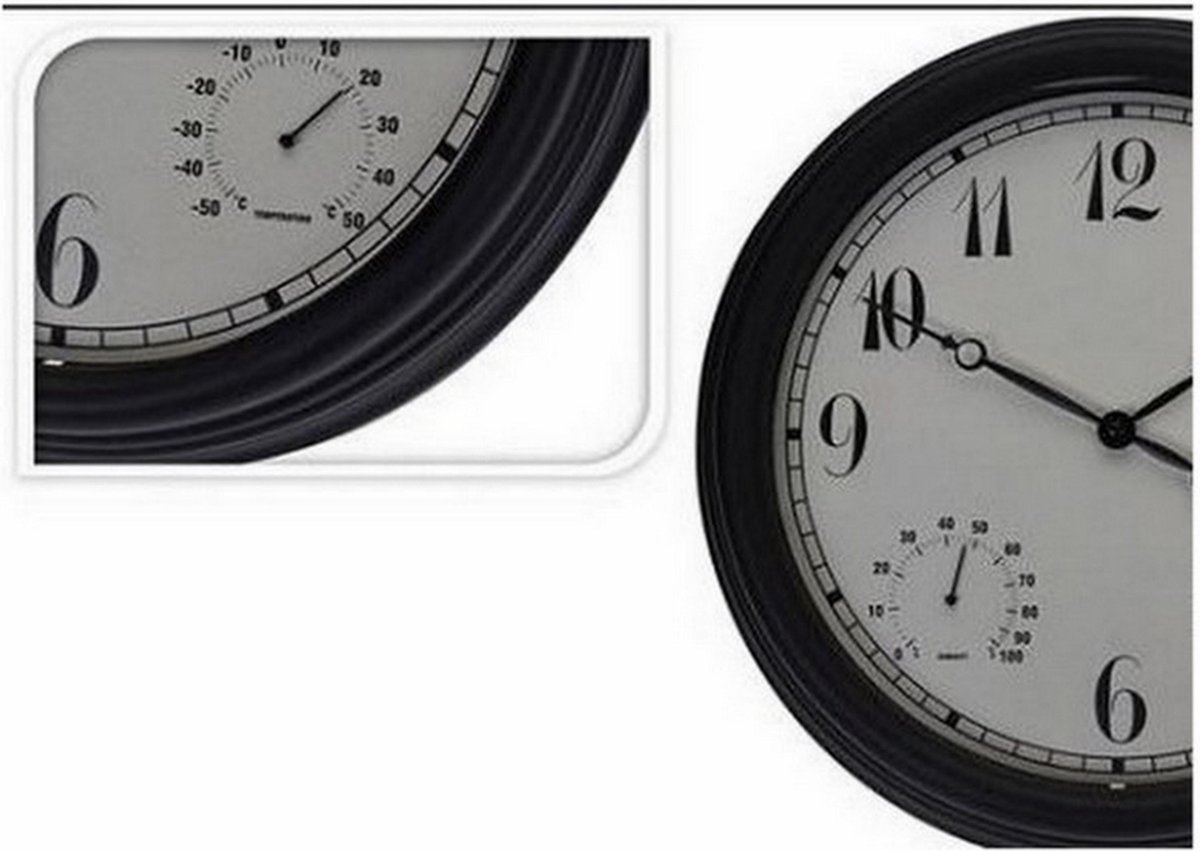 Waterdichte grote buitenklok - klok en thermometer voor de tuin Waterdichte grote buitenklok - klok en thermometer voor de tuin