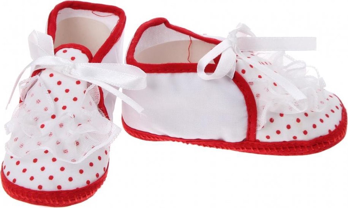 Junior Joy Babyschoenen Newborn Meisjes Wit/rood Met Stippen