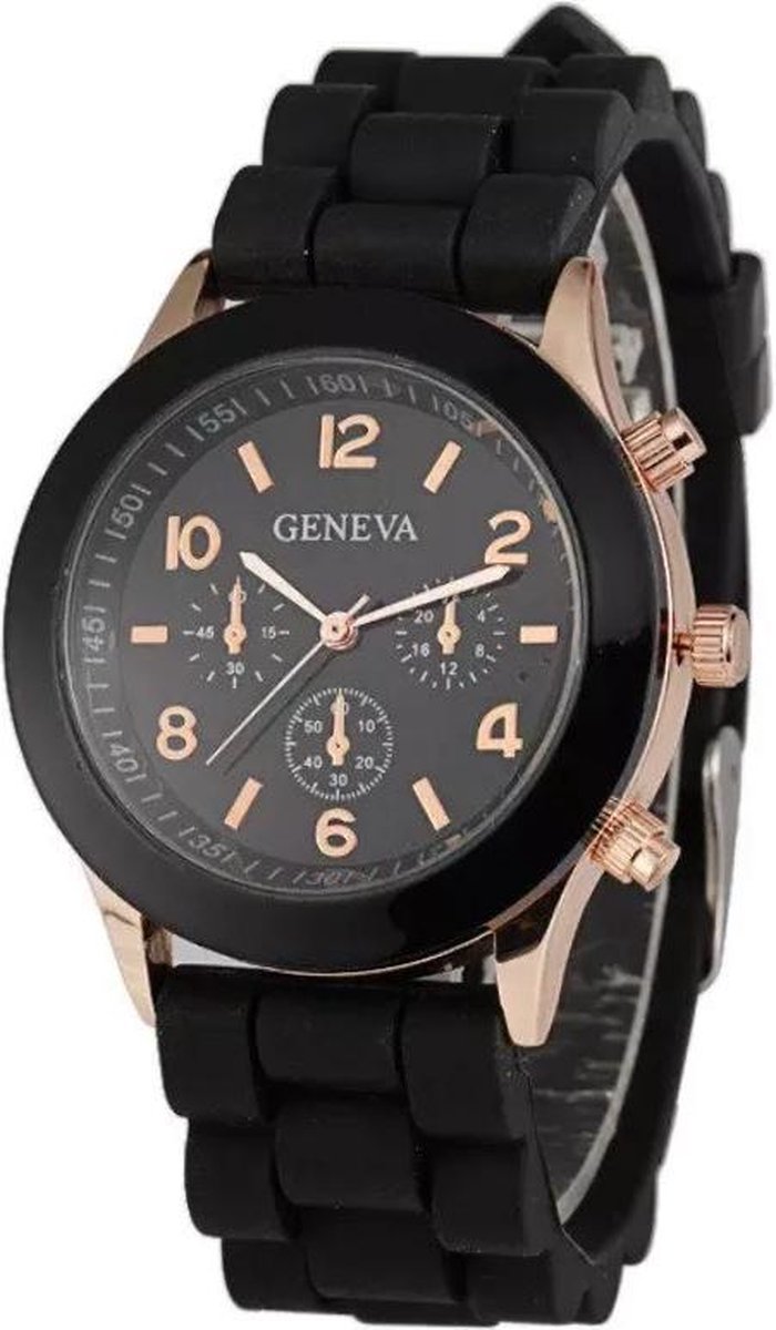 Horloge - Geneva - Siliconen Candy - Zwart