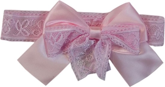 Jessidress Baby Haarband met elegante Haarstrikje van kant - Roze