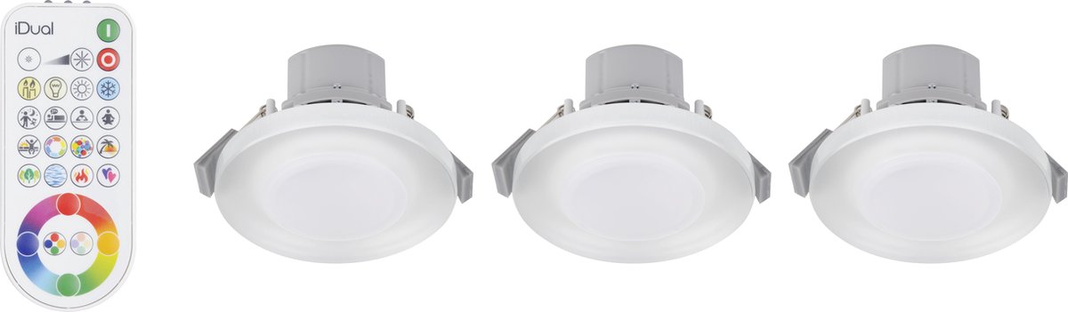 robot scherp Vakman Jedi iDual Performa LED inbouwspot 7,5W + afstandsbediening aluminium 3  stuks | bol.com