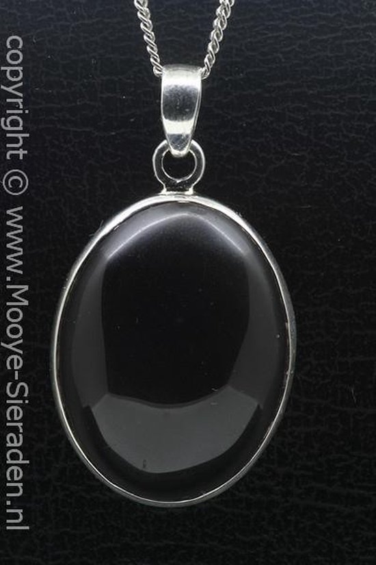 Zilveren Obsidian edelsteen ketting hanger | bol.com