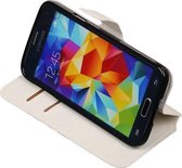 Wit Samsung Galaxy S5 TPU wallet case - telefoonhoesje - smartphone hoesje - beschermhoes - book case - booktype hoesje HM Book