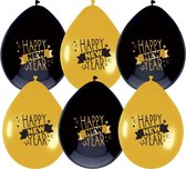 12x Ballonnen Happy New Year 30CM | Oud & Nieuw | Ballonnen | Versiering Happy New Year | Decoratie | Goud & Zwart