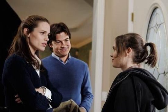 Jennifer Garner, Jason Bateman en Ellen Page in gesprek.