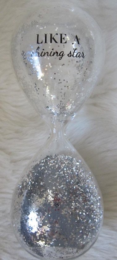 Zilveren Glitter Zandloper 20 cm van Glas