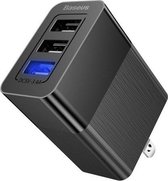 Baseus Thuislader / Reislader USB charger 3.4A 3 uitgangen - zwart