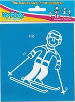 Vader wintersport - autosticker - wit - 11 cm