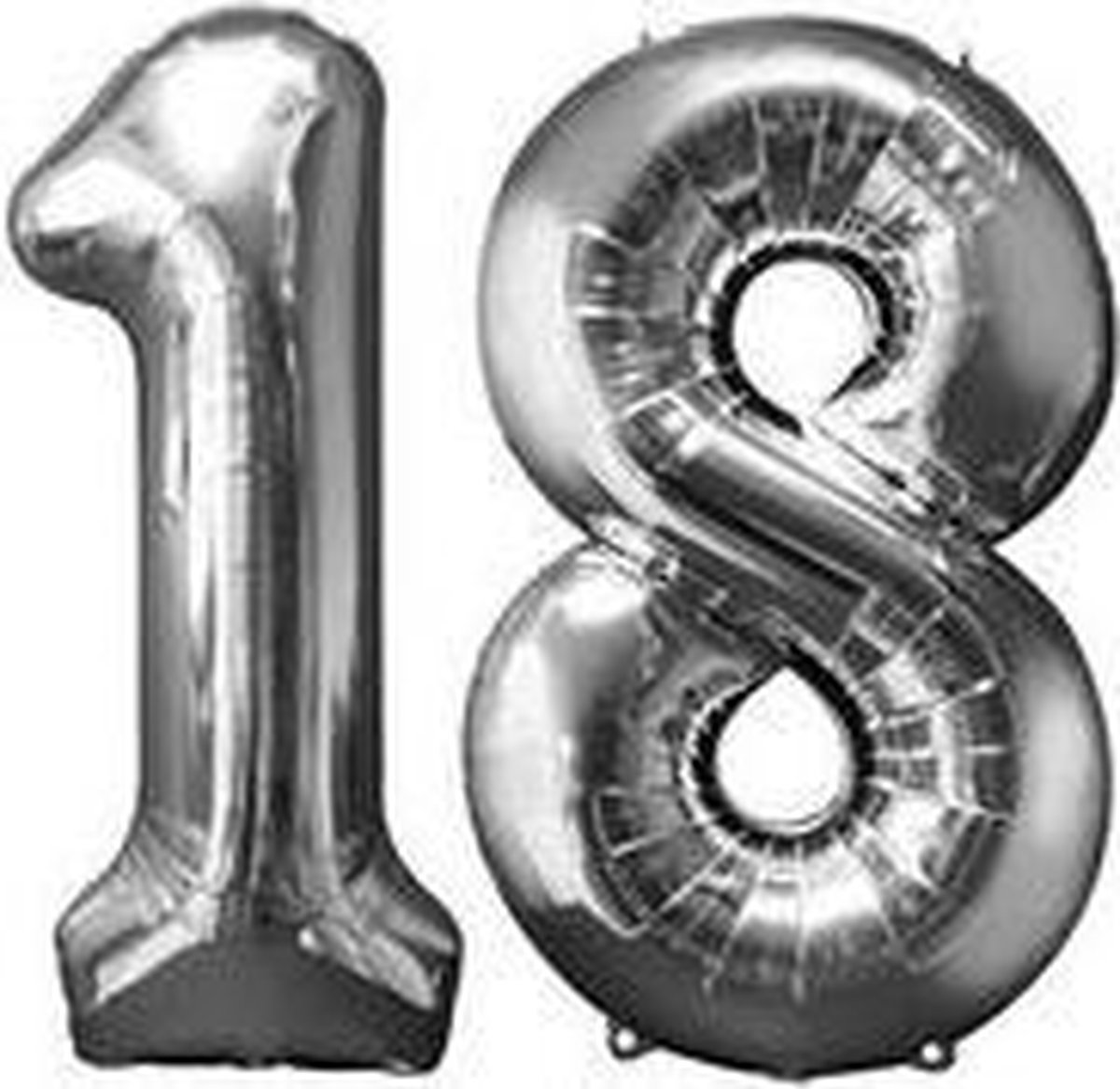18 jaar | Cijfers | Zilver | 100 cm hoog | Folieballon | Feestversiering | Verjaardag | Versiering | Feest | Folieballonnen - Merkloos