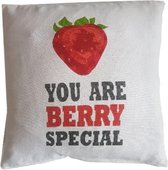 Sierkussenhoes met tekst "You are berry special" LENA - Wit / Rood - 40 x 40 cm