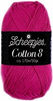 Scheepjes Cotton 8 Fuchsia Rose 720. PAK MET 11 BOLLEN a 50 GRAM. KL.NUM. 04.