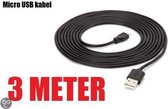 3 meter micro USB 2.0 oplaad kabel voor Samsung Galaxy Note 2 N7100 / universeel - zwart