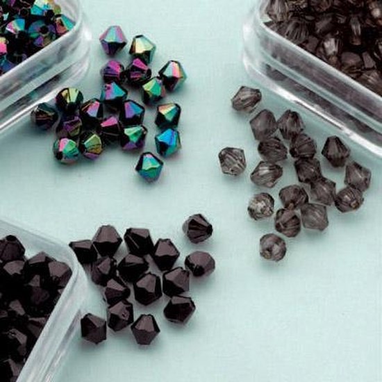 Acrylkralen 4mm Diamond Shape - Totaal 12 doosjes en 48gram - Zwart