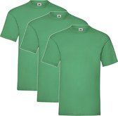 3 Pack Shirts Fruit of the Loom Ronde Hals Kelly Green Maat S Valueweight