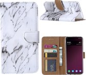 Xssive Hoesje voor Samsung Galaxy S10 - Book Case - geschikt voor pasjes - Marmer Wit