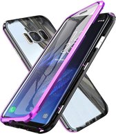 Magnetische case met voor - achterkant gehard glas voor de Samsung Galaxy S8 Plus - Paars